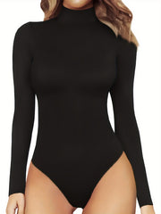 Mock Neck Shaping Bodysuit Tummy Control Slimming Long Sleeve Body Shaper