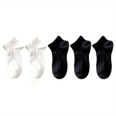 5 Pairs Sports Crew Socks Comfy & Breathable Women's Stockings