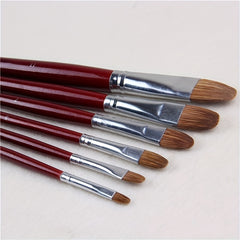 6pcs Weasel Hair Painting Brush Set Long Birch Rod Acrylic Drawing Art Supplies