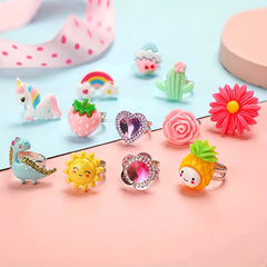 24pcs Little Girl Ring Box Dress Up Toys for 4-12 Year Old Girl's Birthday Gift