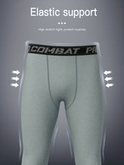 Men's 4pcs Solid Leggings Active Quick Dry Compression Pants