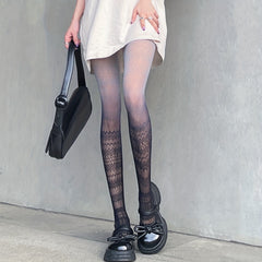 Jacquard Fishnet Tights High Waist Pantyhose