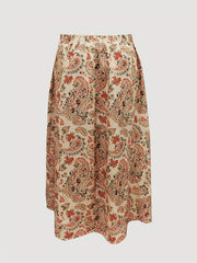 Women's Plus Size Boho Skirt Paisley Print Pleated Retro Skirt