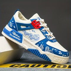 Men's Graphic Skate Shoes Good Traction Breathable Lace-Up Sneakers