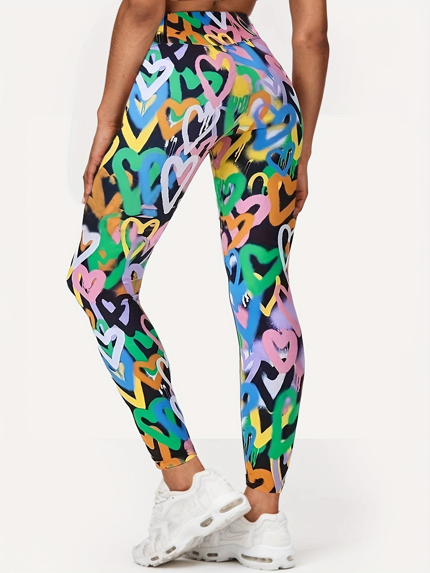 Heart Print Yoga Workout Pants Running Fitness Leggings