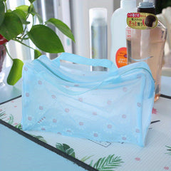 Floral Print Cosmetic Bag Lightweight Zipper Transparent Handbag