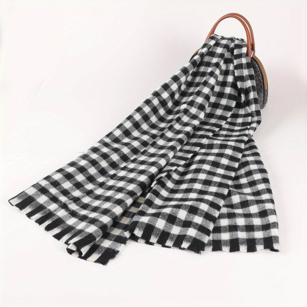 Vintage Plaid Print Scarf & Shawl Windproof Head Wrap Warm Scarves