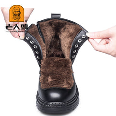 LAORENTOU Men's Oxford Lace Up Boots Warm Fleece Anti skid Comfortable