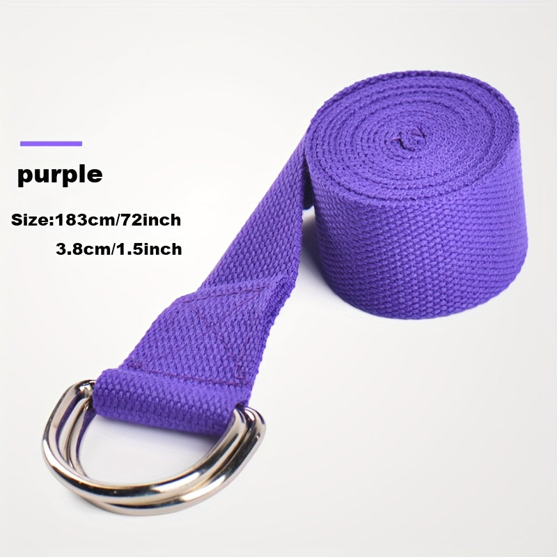 Cotton Yoga Resistance Belt Fitness Stretching Band D Ring