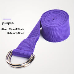 Cotton Yoga Resistance Belt Fitness Stretching Band D Ring