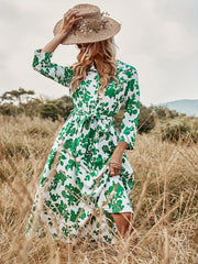 Floral Print Maxi Dress with Belt