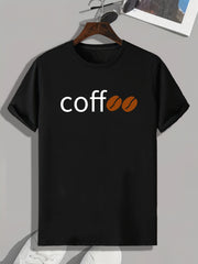 Coffee Print Men's Graphic T shirt Casual Comfy Tees For Summer