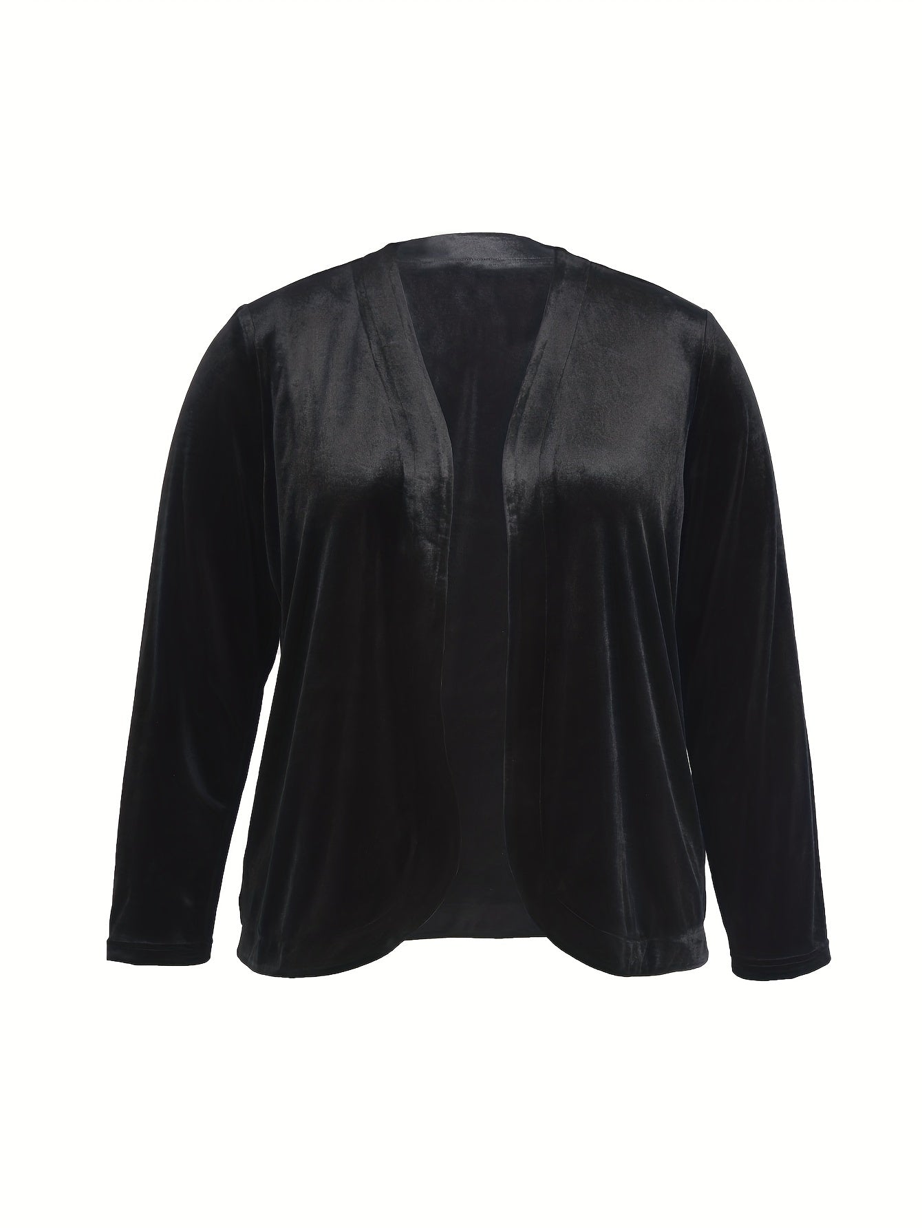 Women's Plus Satin Long Sleeve Open Front Cardigan