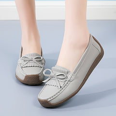 Women's Bowknot Flat Loafers Solid Slip On Moccasins