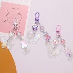 Gradient Acrylic Butterfly Key Chain for Girls
