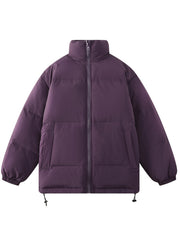 Women's Casual Puffer Jacket Warm Stand Collar Zip Sports Jacket