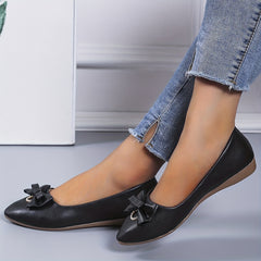 Women's Bowknot Flat Shoes Comfy Pointed Toe Slip On Soft Sole Shoes