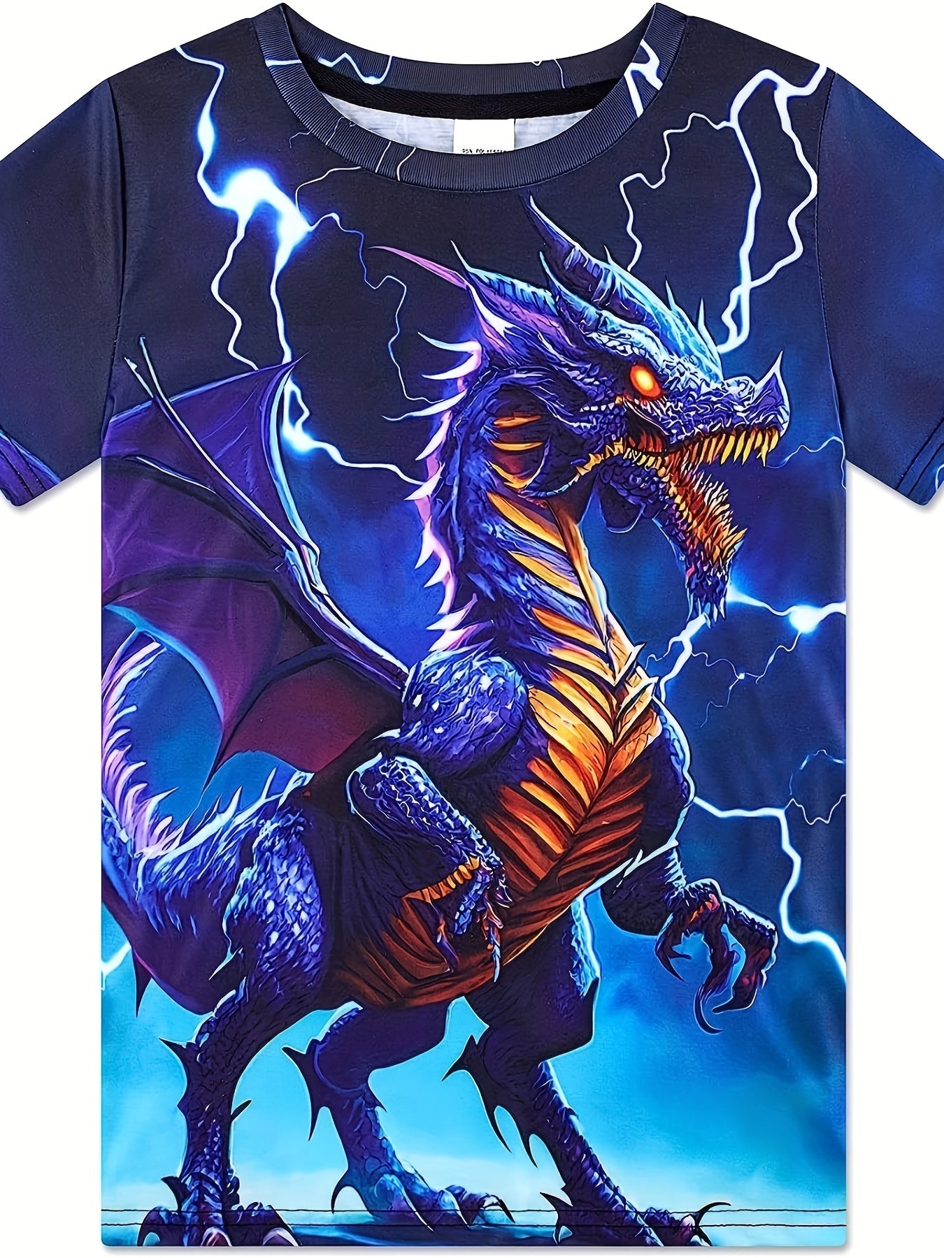 Boys' Dinosaur Graphic T Shirt Active & Stretchy Tee For Summer