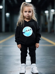 Christmas Night Print Outfits 2pcs Kids Hoodies Jogger Set