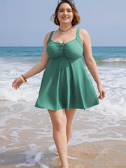 Vacay Tankini Set Lace Ruched Cami Dress & Panty Swimsuit