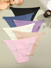 6pcs Seamless Solid Briefs Comfy & Breathable Underwear Women's Lingerie