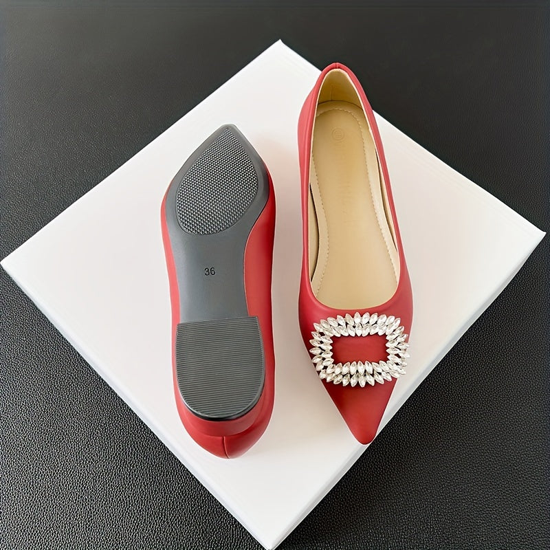 Women's Rhinestone Block Heel Slip On Shoes