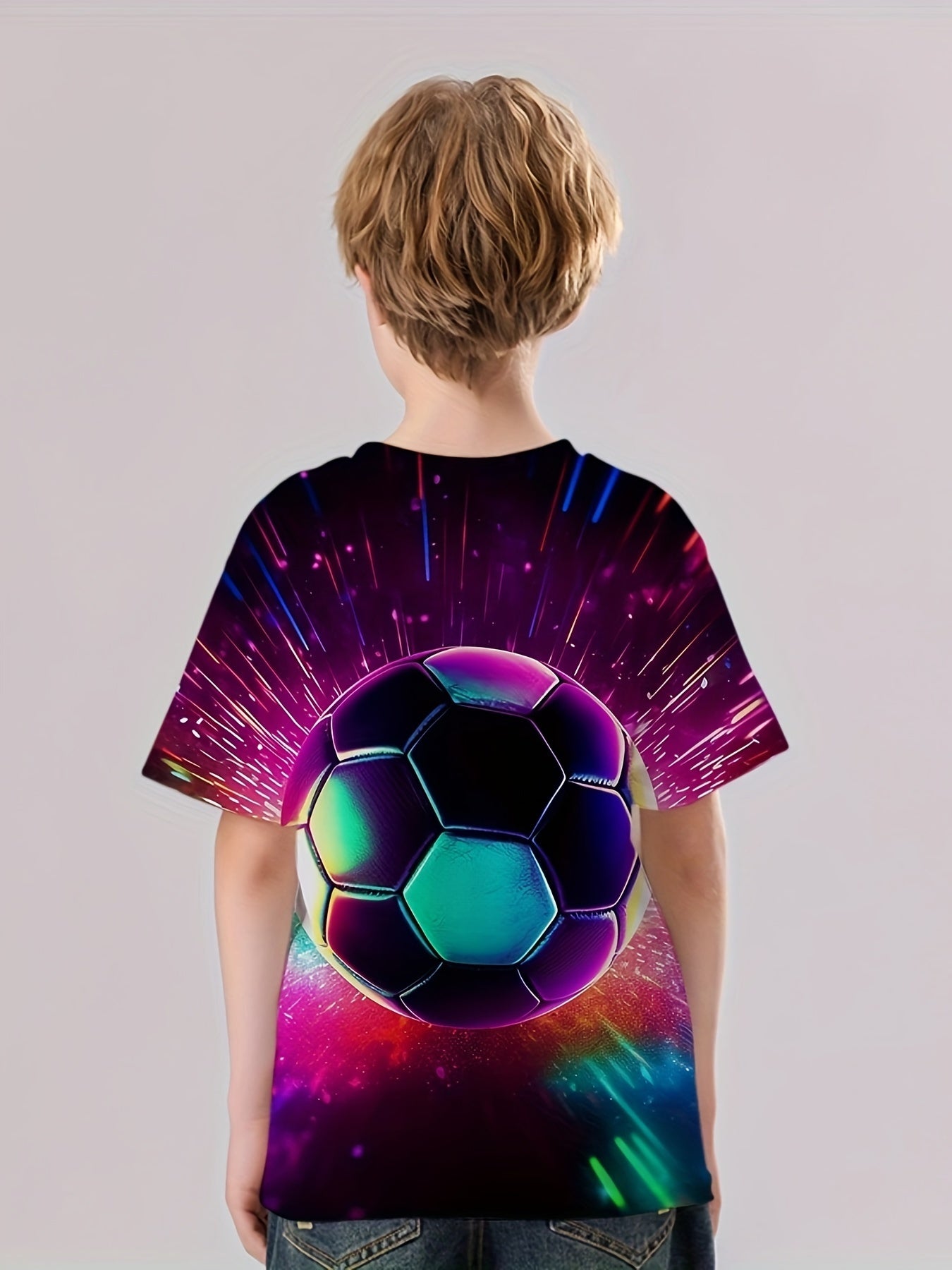 Colorful Football 3D Print T Shirt Tees For Kids Boys