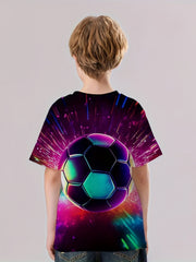 Colorful Football 3D Print T Shirt Tees For Kids Boys