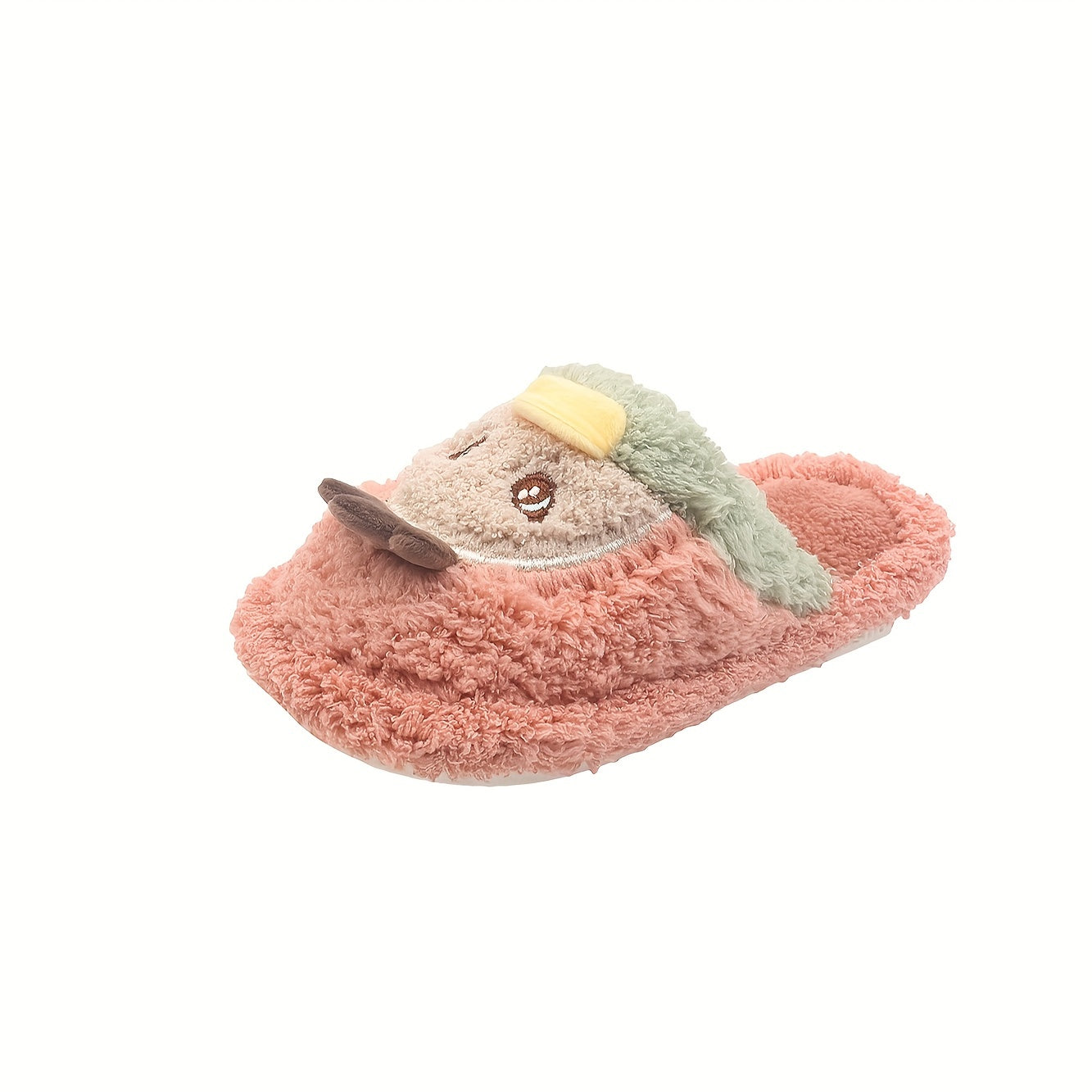 Girls' Cartoon Furry House Shoes, Non Slip Soft Bottom Walking Shoes