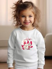 Girls Fox Pattern Crew Neck Long Sleeve Sweatshirt For Spring Fall