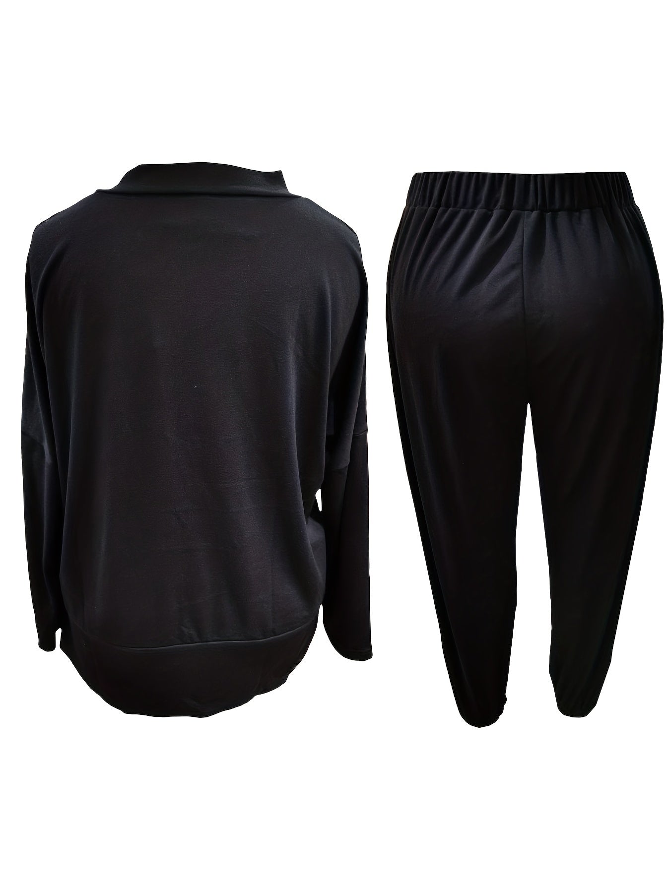 Solid Mock Neck Top & Drawstring Pants Set