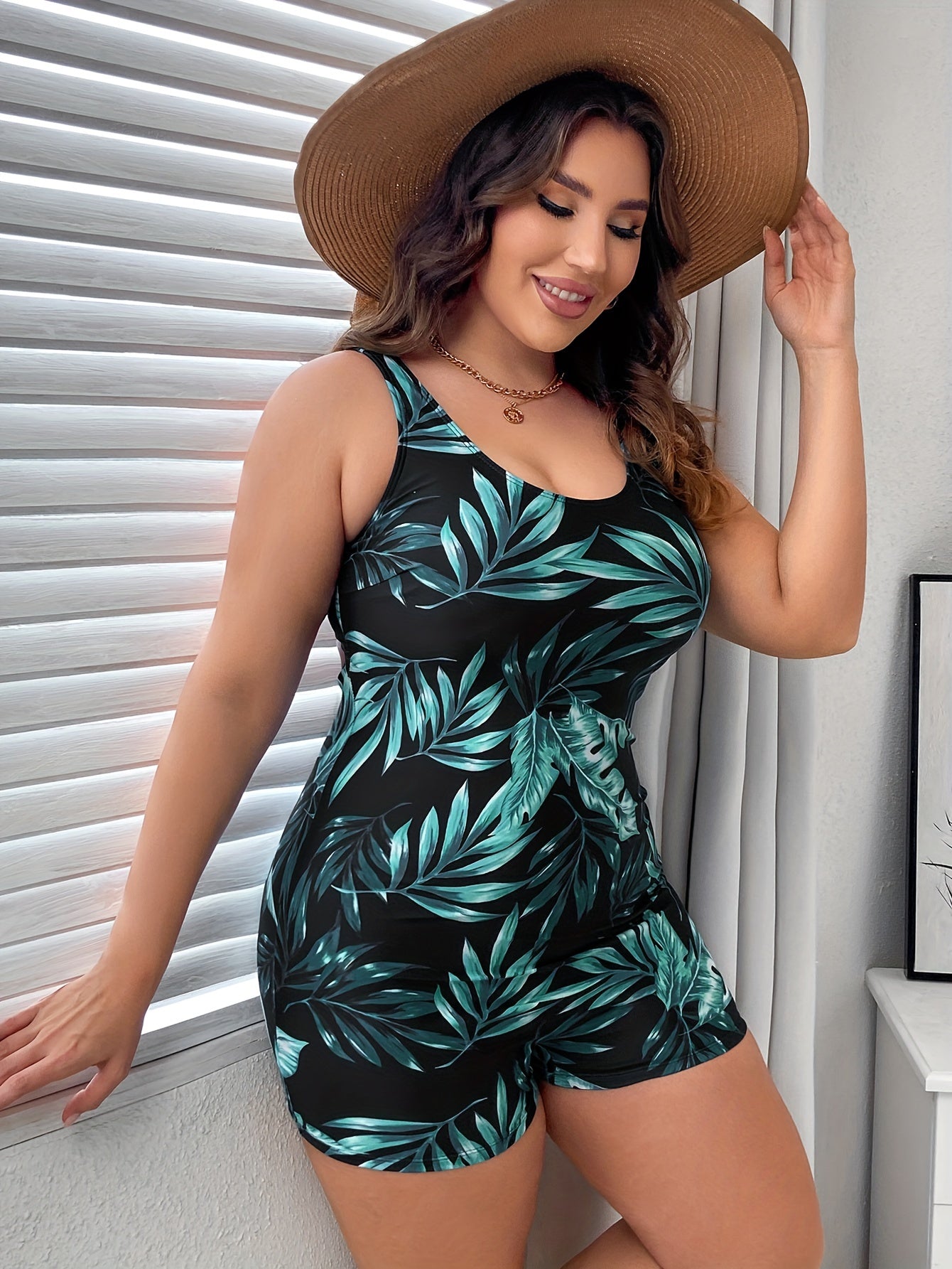 Tropical Print One Piece Swimsuit