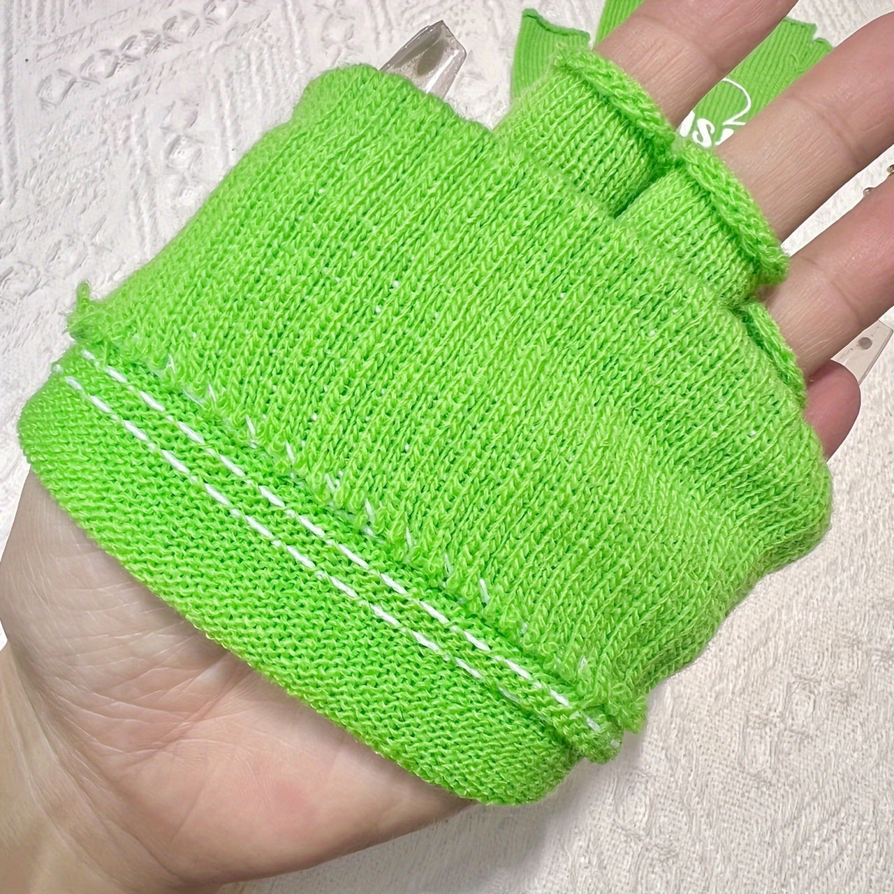 Green Four Leaf Clover Half Finger Outdoor Sports Gloves