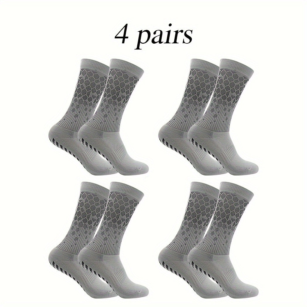 4 Pairs Non Slip Soccer Socks Breathable Sweat Absorbing Outdoor Crew Socks