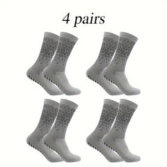 4 Pairs Non Slip Soccer Socks Breathable Sweat Absorbing Outdoor Crew Socks