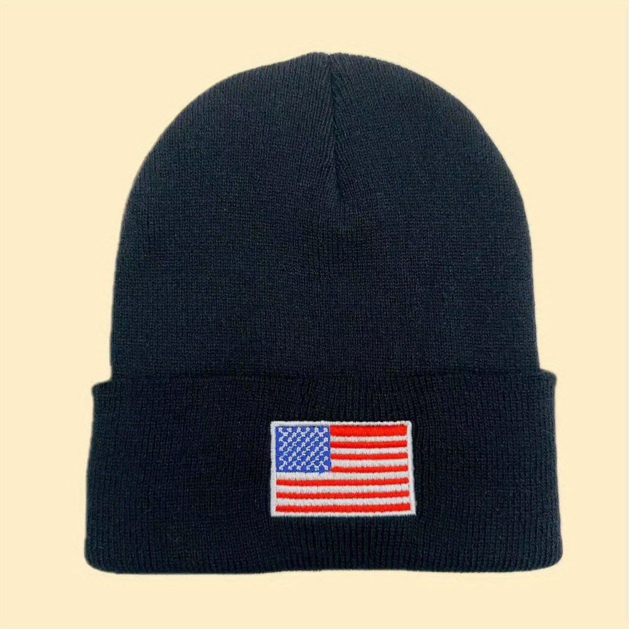 American Flag Embroidered Knitted Hat for Men and Women