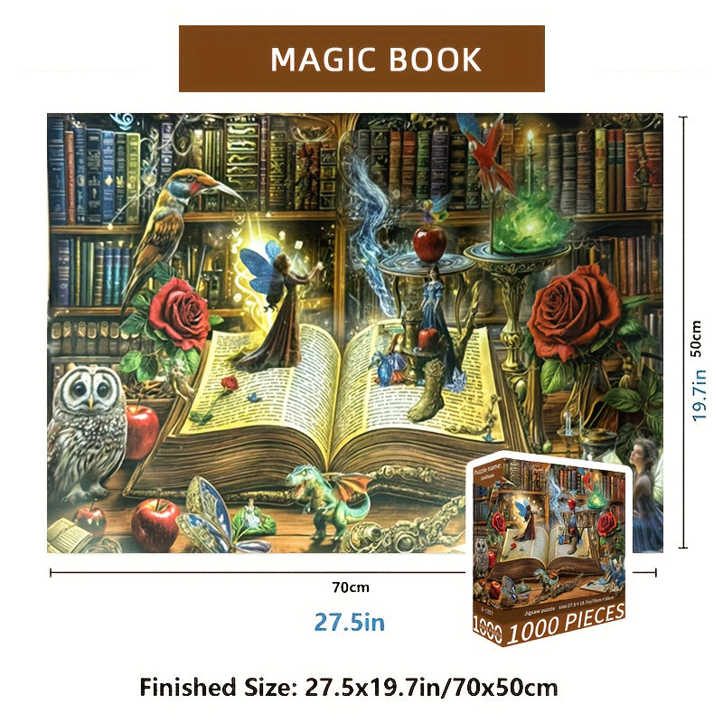 1000pcs Enchanted Library Jigsaw Puzzle Magical Creatures 28x20 Inch