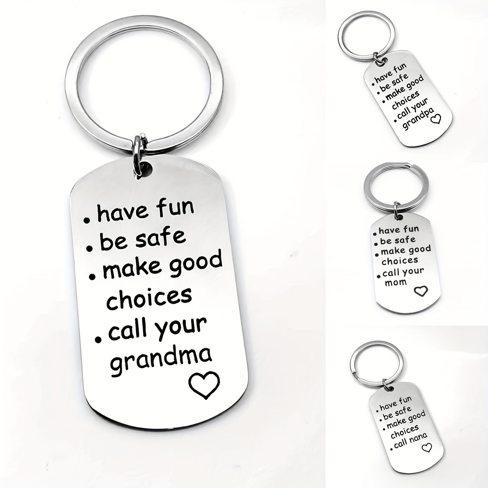 Stainless Steel Keychain Gift For Grandchild Son Daughter Key Ring