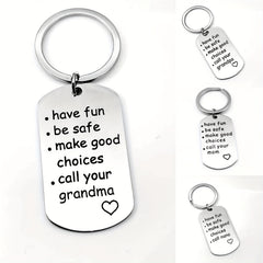 Stainless Steel Keychain Gift For Grandchild Son Daughter Key Ring