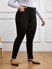 Plus Solid Button Fly High Rise High Stretch Skinny Jeans