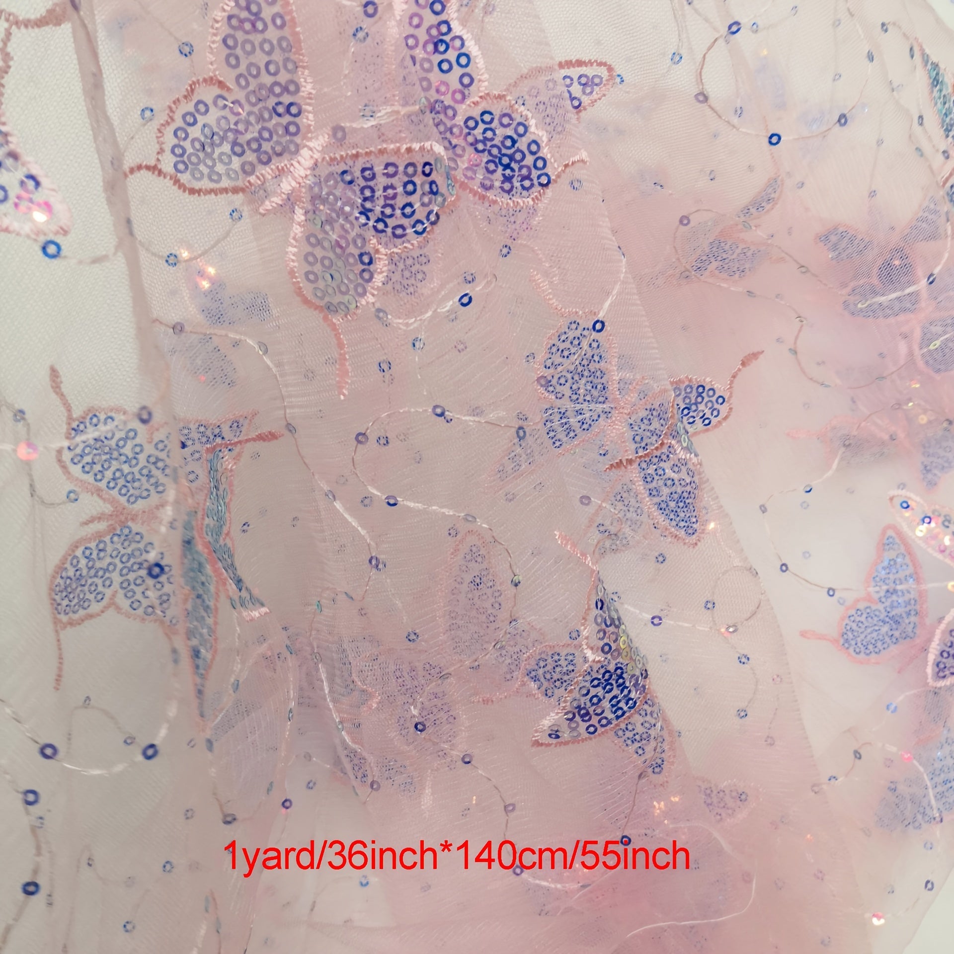 Sequin Butterfly Mesh Embroidered Fabric for Sewing Apparel Costumes Craft