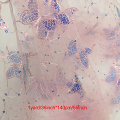 Sequin Butterfly Mesh Embroidered Fabric for Sewing Apparel Costumes Craft
