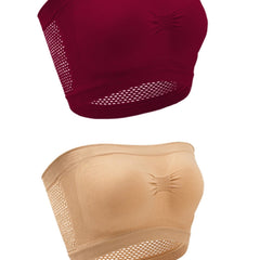 2 Pack Plus Size Women's Sexy Convertible Strapless Tube Bra Set