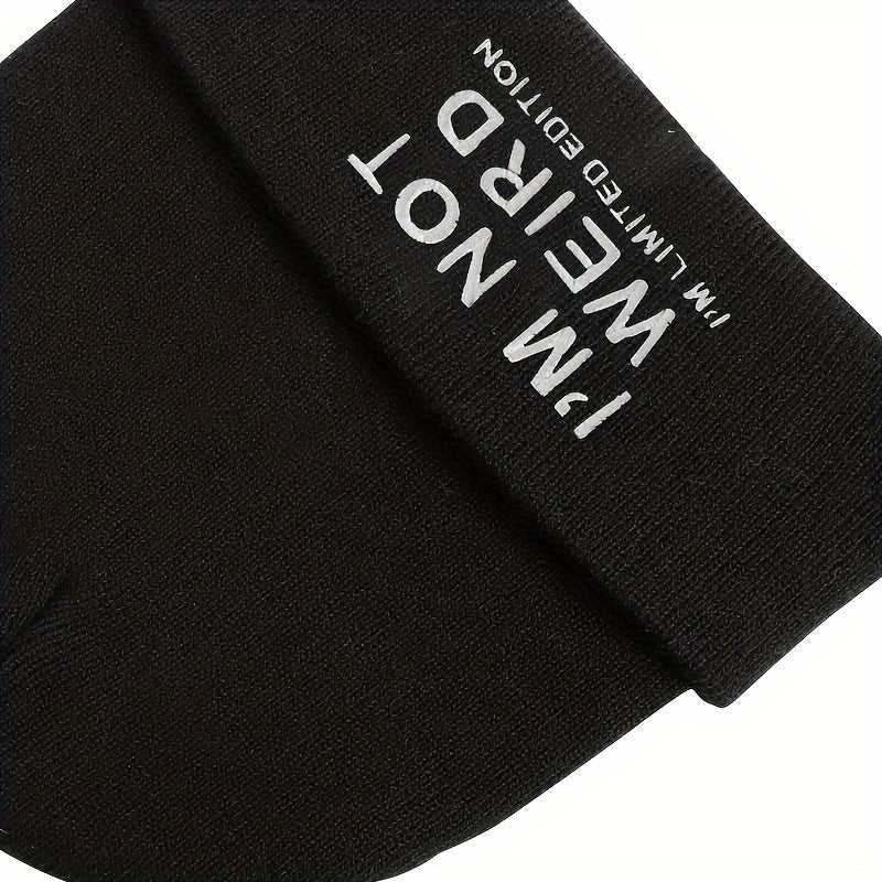 Y2K Gothic I'M NOT WEIRD Knitted Beanie Hat for Outdoor Activities