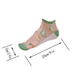 5 Pairs Funny Pattern Mesh Socks Women's Short Stockings