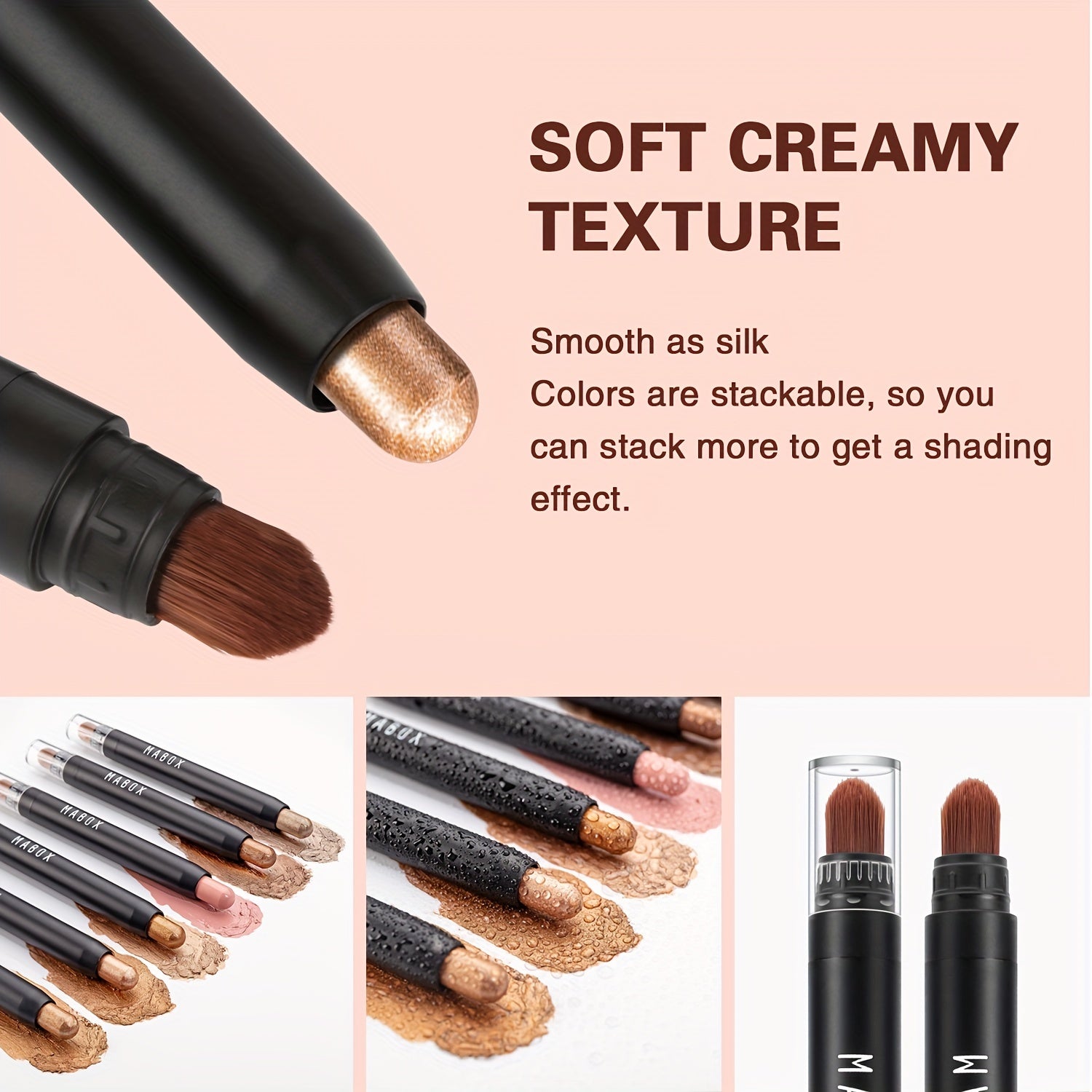 Colorful Pearly Eyeshadow Stick with Brush Head