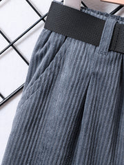 Boys Corduroy Long Pants with Belt for Spring and Autumn