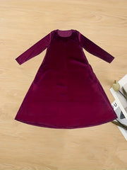 Solid Long Sleeve Maxi Dress With Pockets