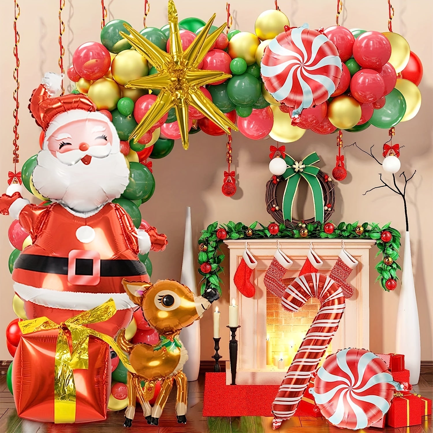 157pcs Santa Claus Christmas Deer Foil Balloons for Festive Decor