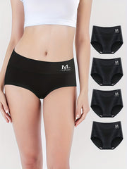 4pcs Letter Print Briefs Women's Comfy & Breathable Intimates Panties